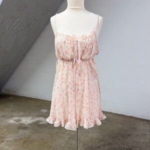 Vintage y2k coquette floral fairycore lace babydoll chiffon slip dress